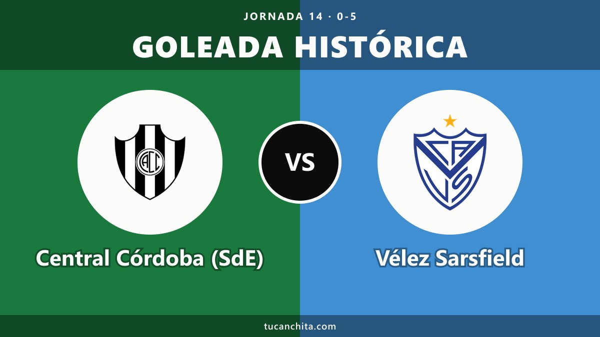 Central Córdoba (SdE) vs Vélez Sarsfield: 0-5, la goleada más amplia