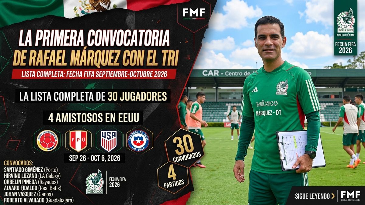 La primera convocatoria de Rafael Márquez con el Tri: la lista completa para la Fecha FIFA de septiembre-octubre