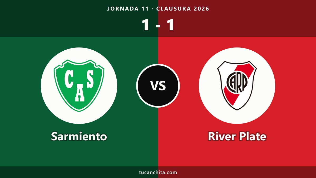 Sarmiento 1-1 River Plate resumen: Montiel rescata el empate